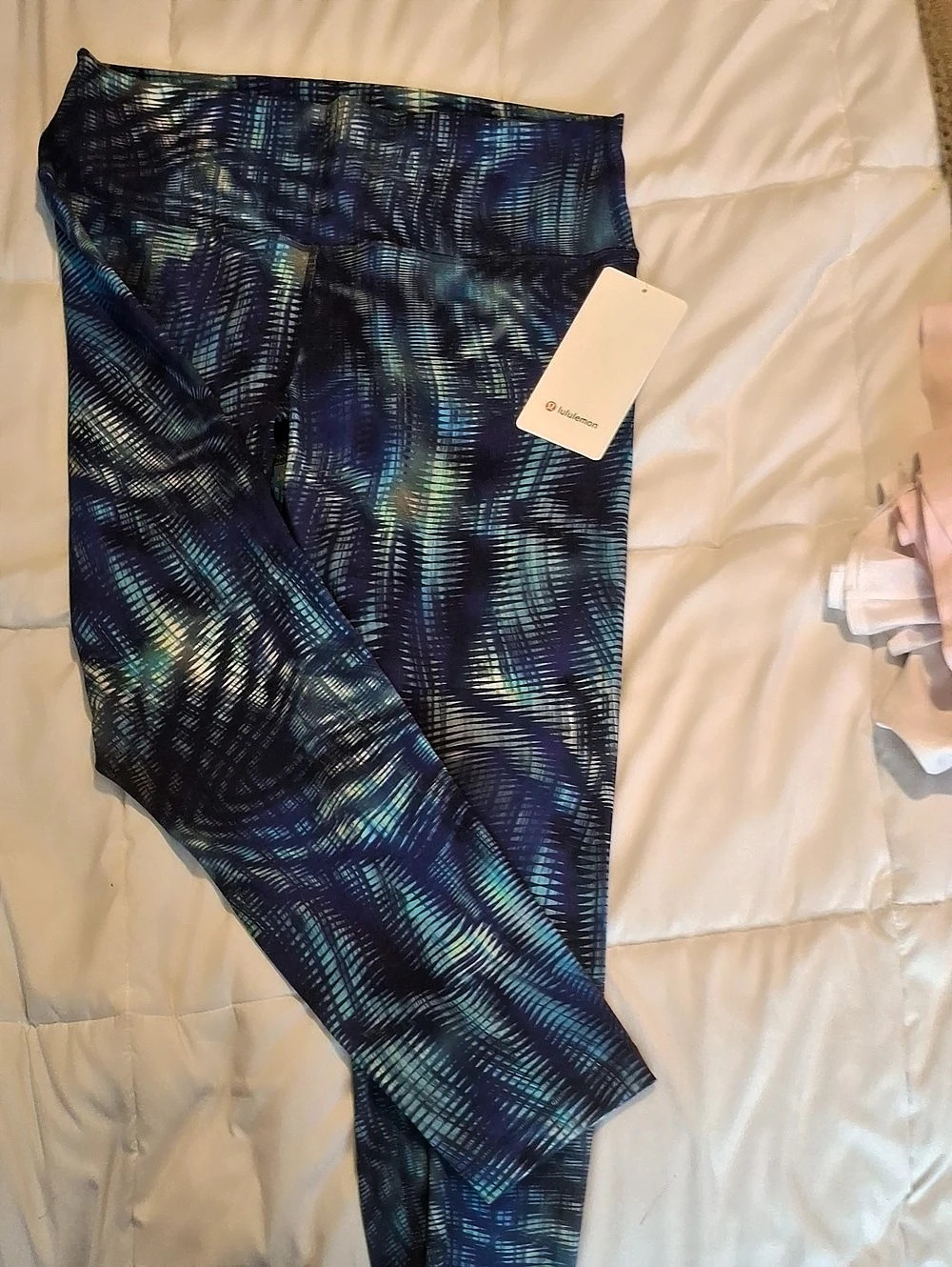 lululemon Wunder Train HR Tight 25" Abstract Blue & Green Size 14 NWT